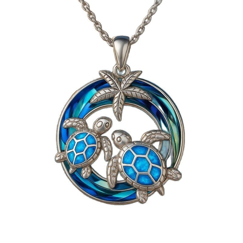 Ocean Embrace – Twin Sea Turtle Pendant Necklace