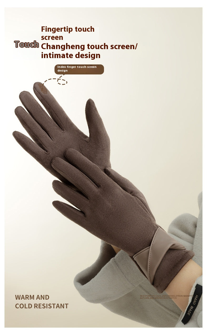 Women's Fleece-lined Warm Graceful Bow Gloves