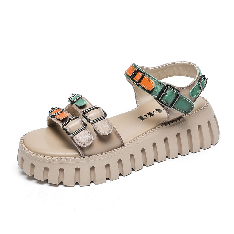 Luxury Genuine Leather Chunky Sandals
