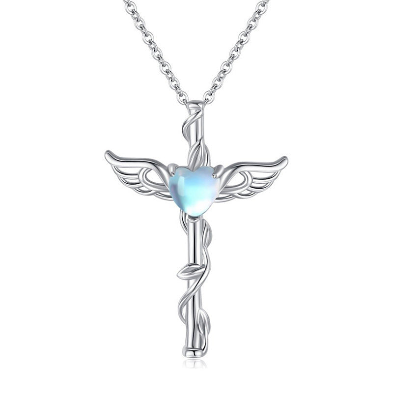 Skyheart Wings – Celestial Cross Pendant Necklace