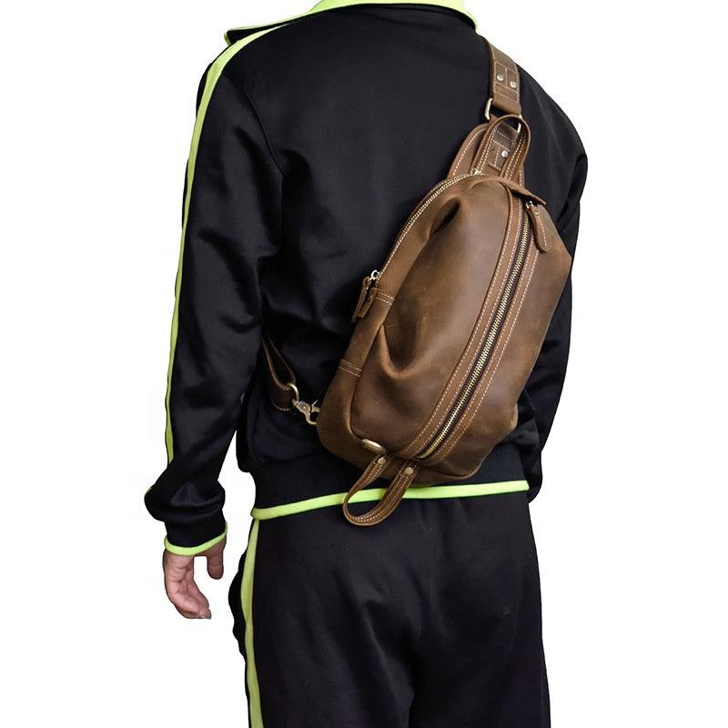 Men's Genuine Leather Retro Sling Bag - Eccentric You