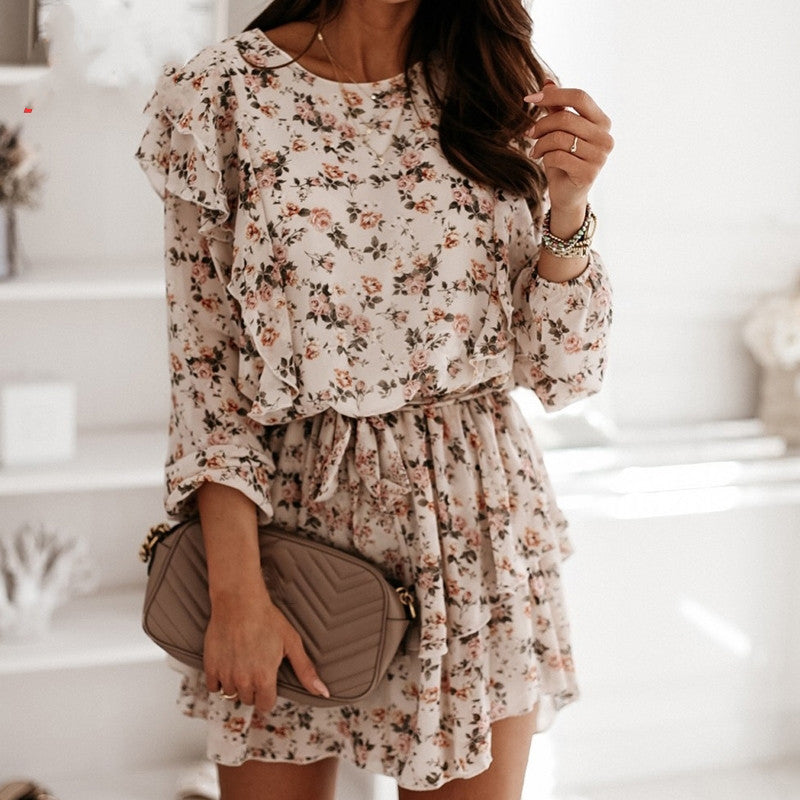 Floral Print Casual Long Sleeve Dress