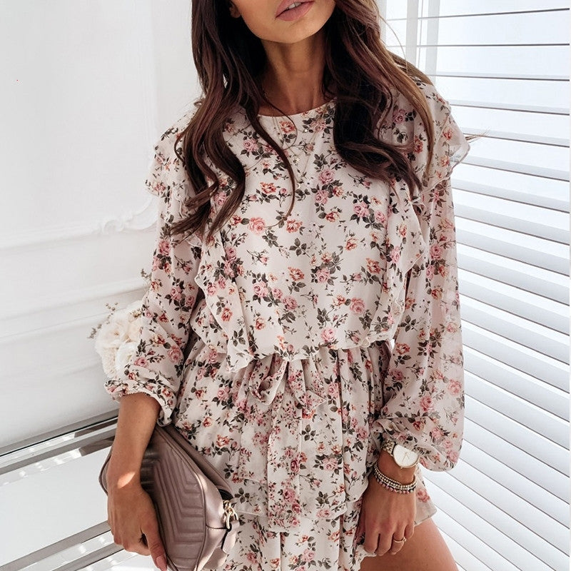 Floral Print Casual Long Sleeve Dress