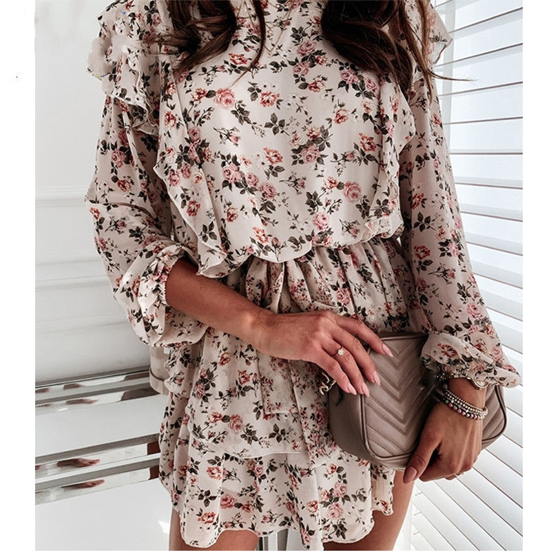Floral Print Casual Long Sleeve Dress