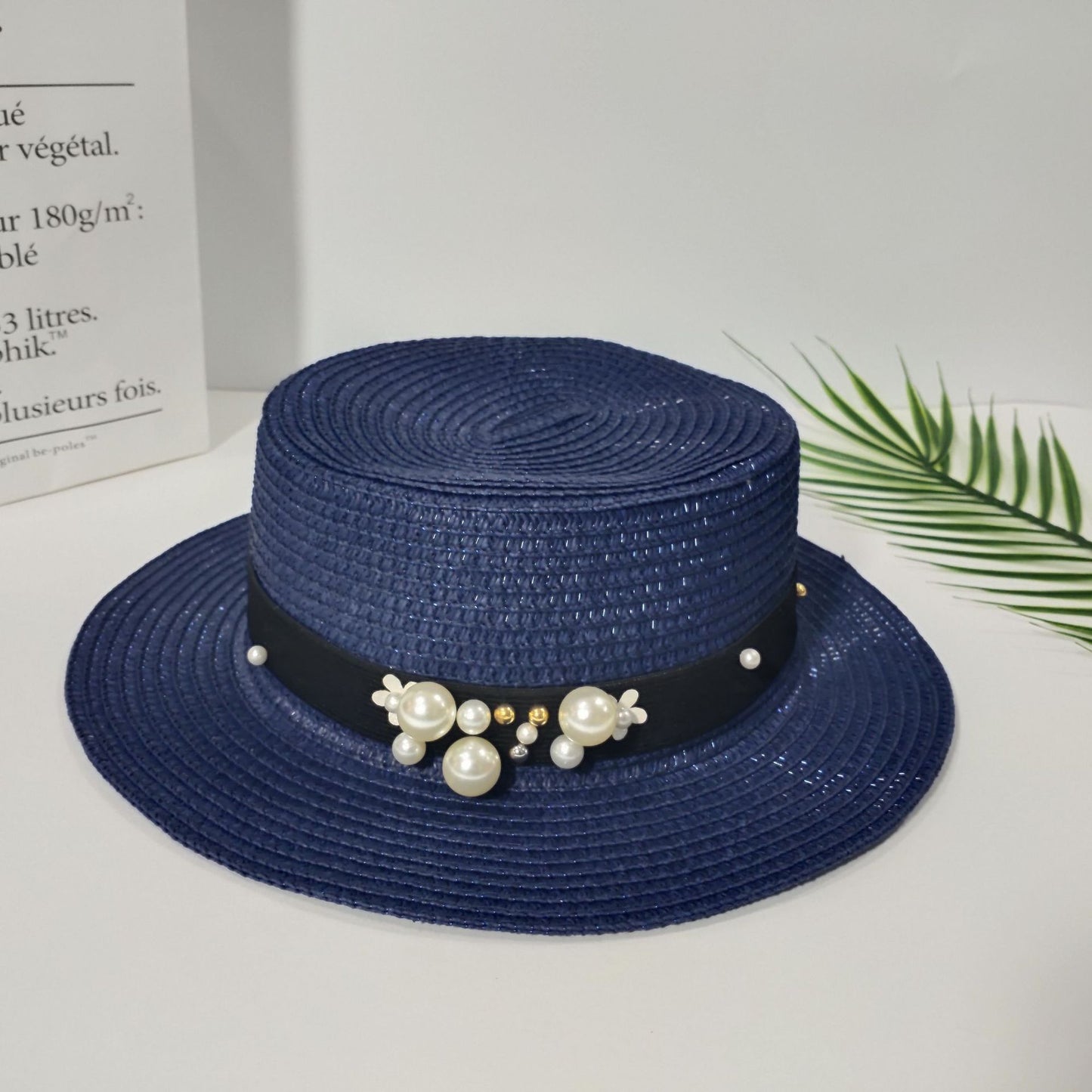 Pearl Bow Hand-Made Women Straw Hat