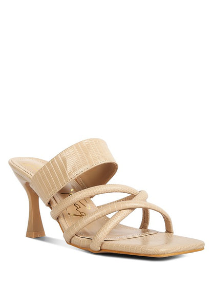 Criss Cross Strap Spool Heel Sandals