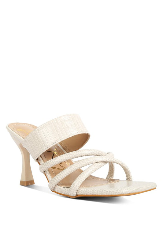 Criss Cross Strap Spool Heel Sandals