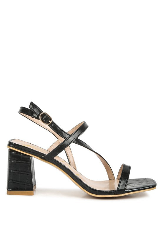 Elise Croc Texture Block Heel Sandals