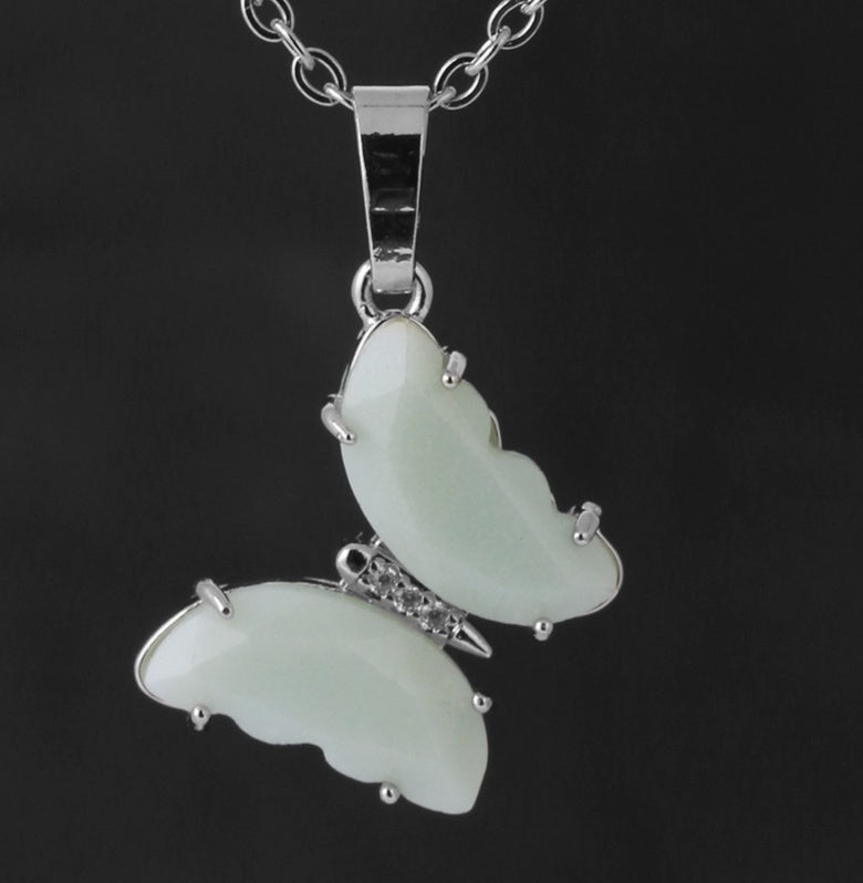 Enchanted Wings – Natural Stone Butterfly Pendant Necklace