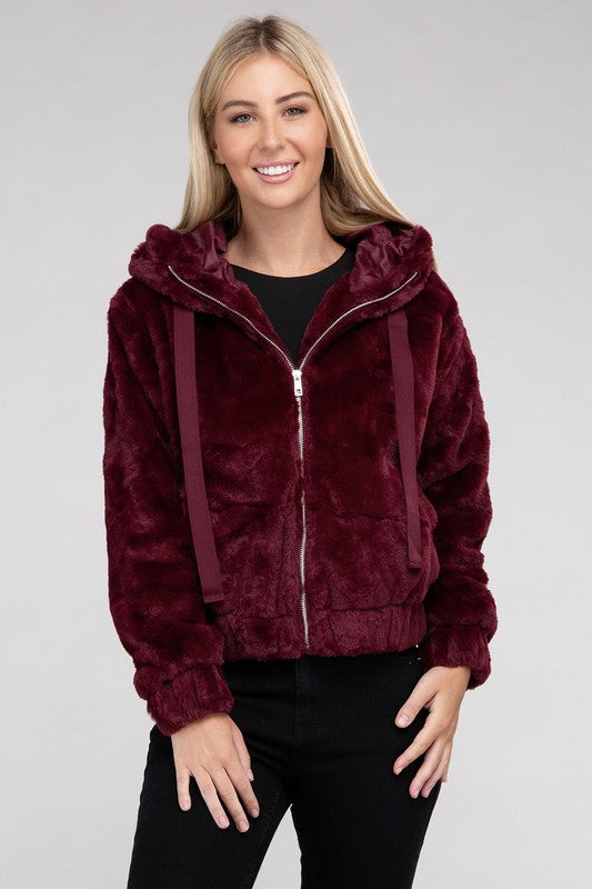 Fluffy Zip Up Teddy Hoodie