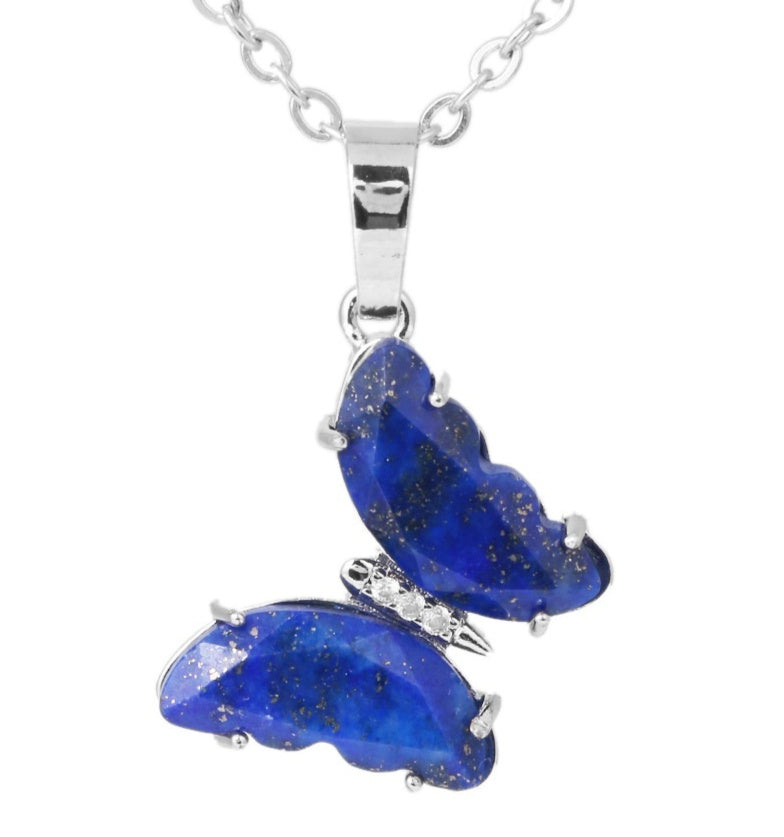 Enchanted Wings – Natural Stone Butterfly Pendant Necklace