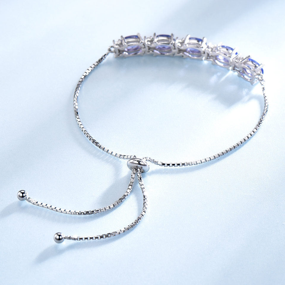 Gemstone Blue Topaz Adjustable Chain Bracelet