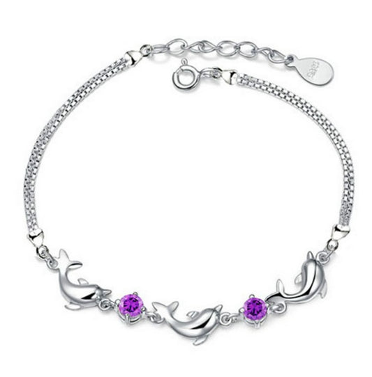 Women Silver Crystal Dolphin Bracelets