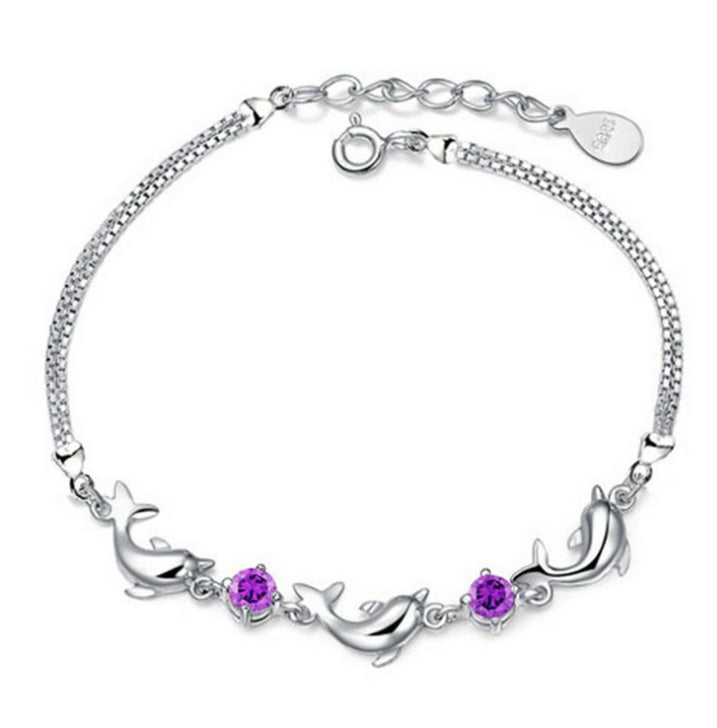 Women Silver Crystal Dolphin Bracelets