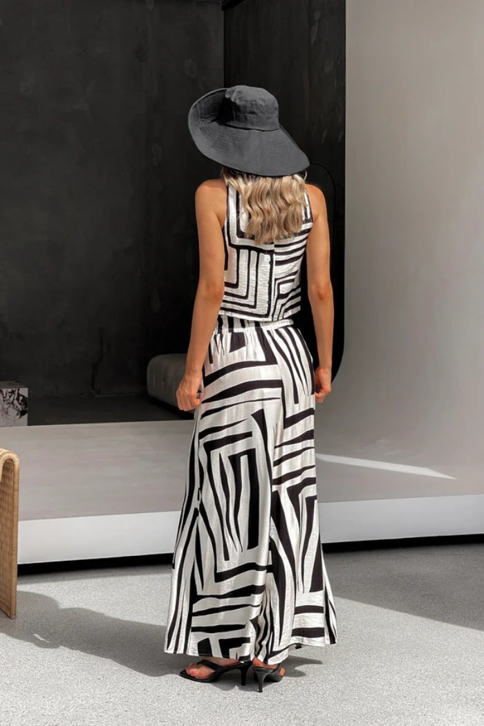 Women's Loose Vest Wide-leg Straight Pants Suit