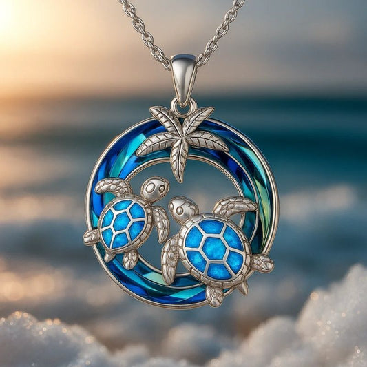 Ocean Embrace – Twin Sea Turtle Pendant Necklace