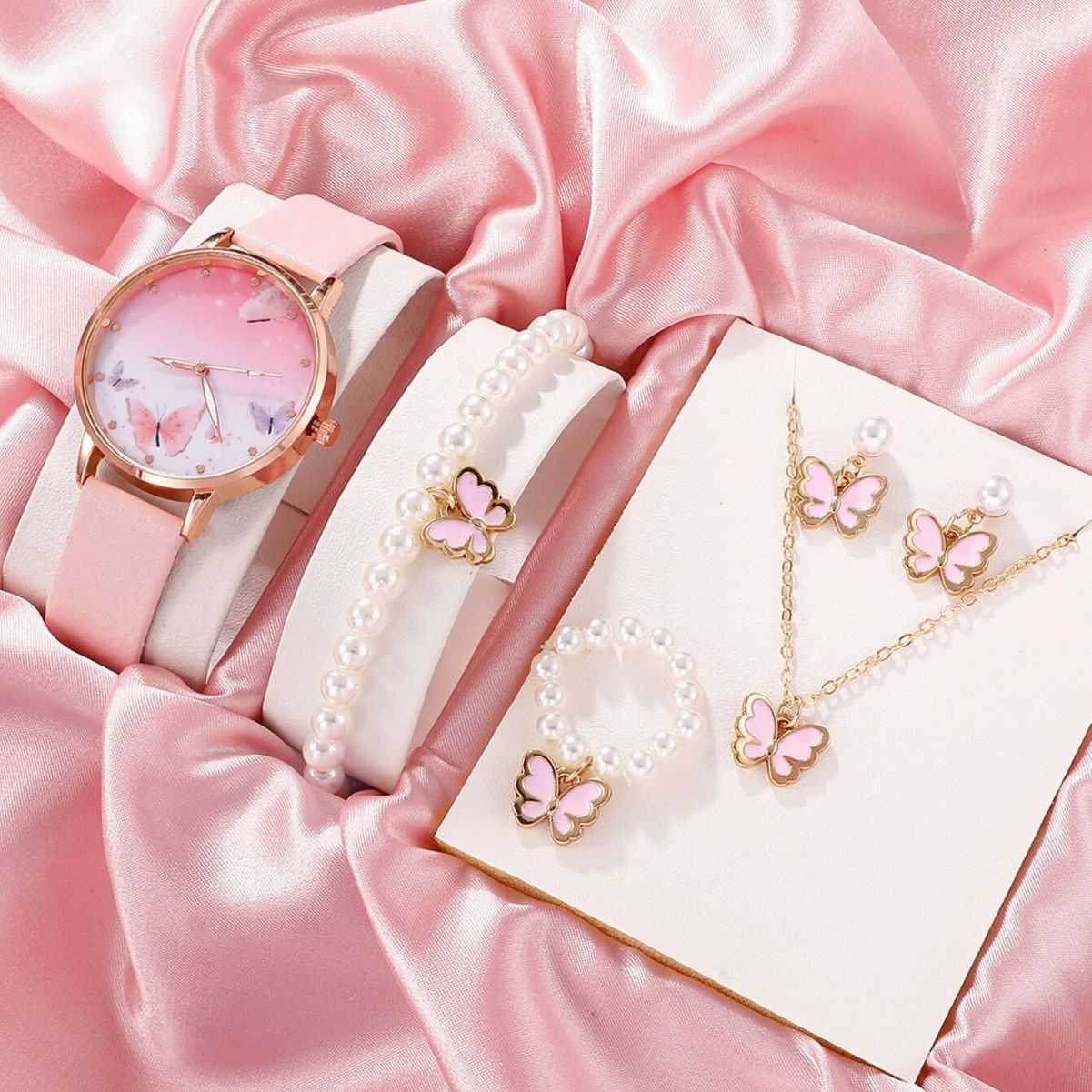 Blush Flutter – Butterfly Watch & Jewelry Set