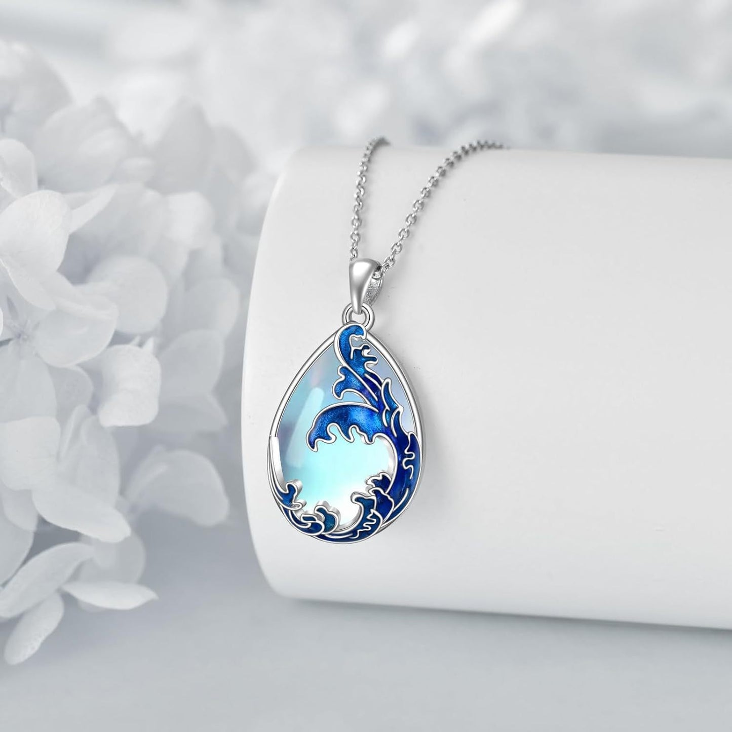 Ocean Serenade – Blue Wave Teardrop Necklace