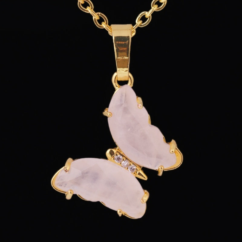 Enchanted Wings – Natural Stone Butterfly Pendant Necklace