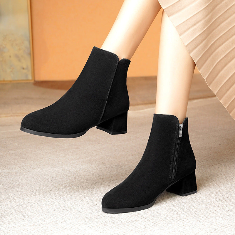 Zipper Chunky Heel Female Boots