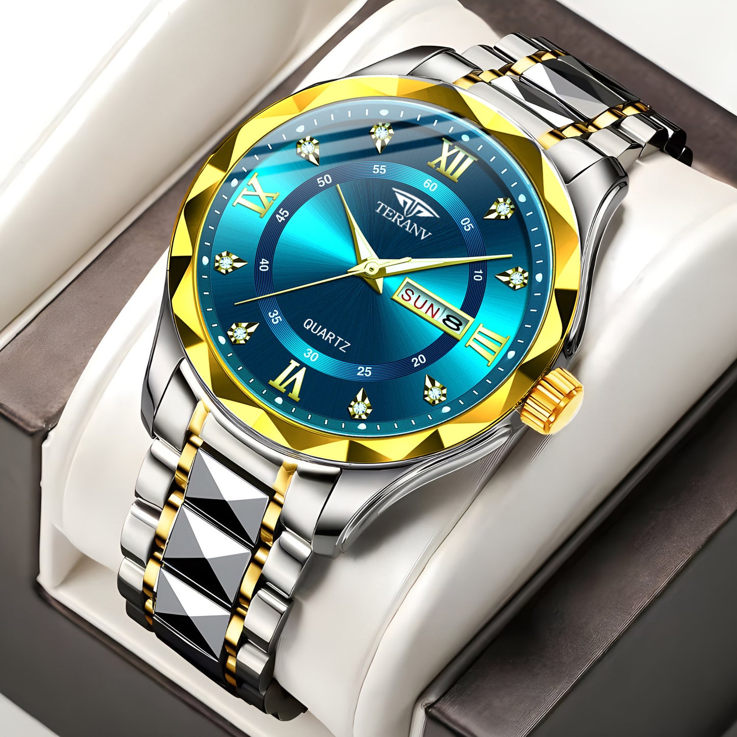 Aurum Crest – Blue Diamond Luxe Watch