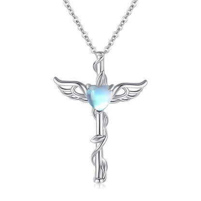 Skyheart Wings – Celestial Cross Pendant Necklace