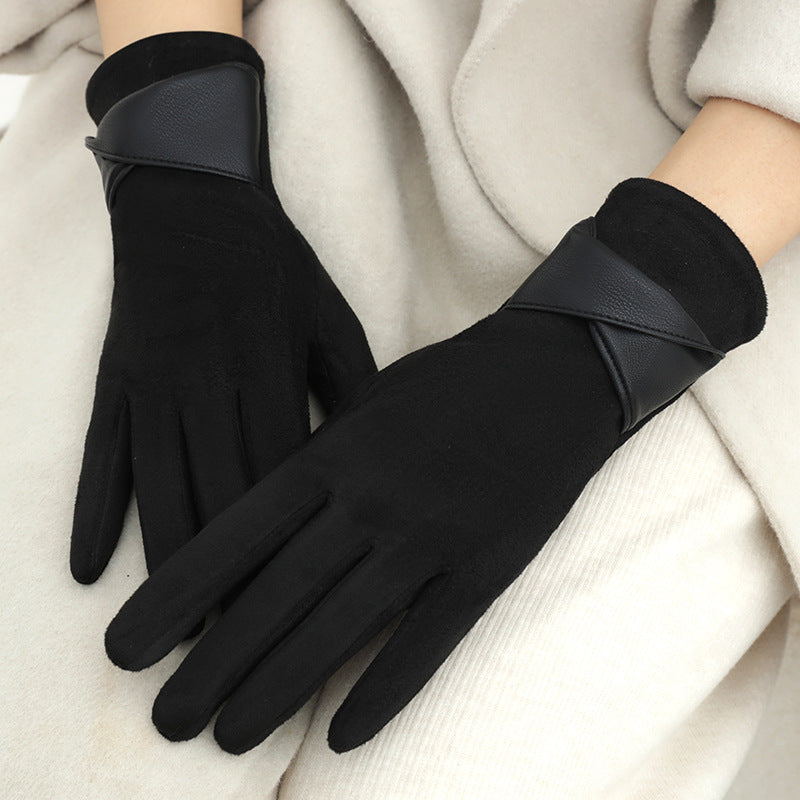 Women's Fleece-lined Warm Graceful Bow Gloves
