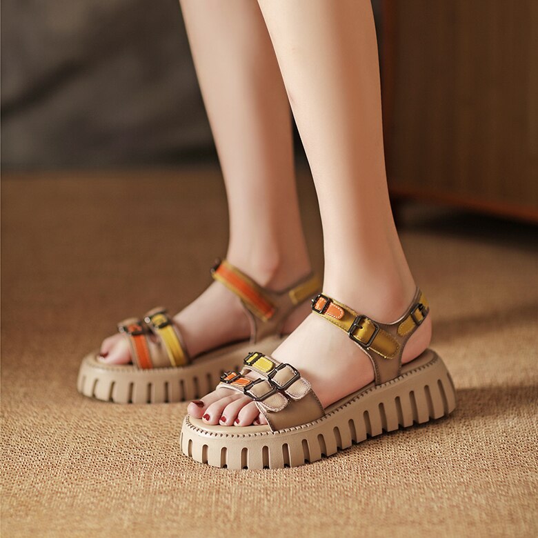 Luxury Genuine Leather Chunky Sandals