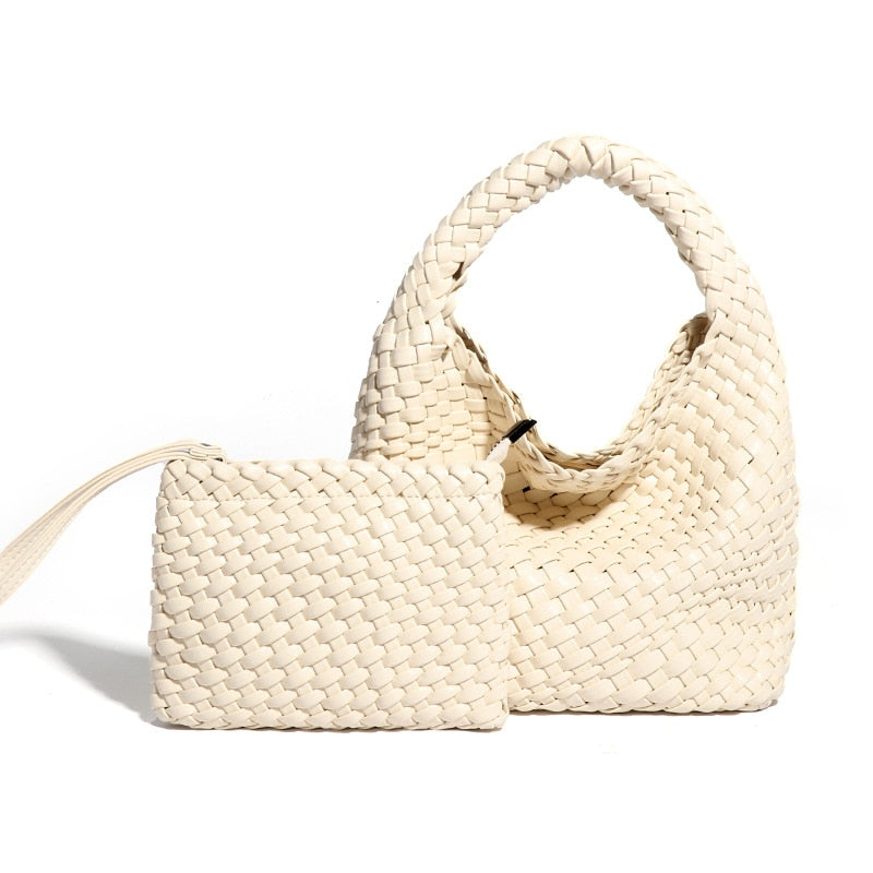Women's Knitted Hobo Messenger Bag With Purse