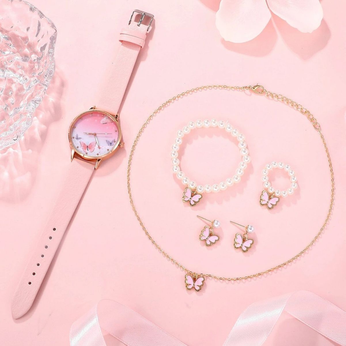 Blush Flutter – Butterfly Watch & Jewelry Set