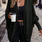 Solid Color Batwing Sleeve Open Front Casual Jacket