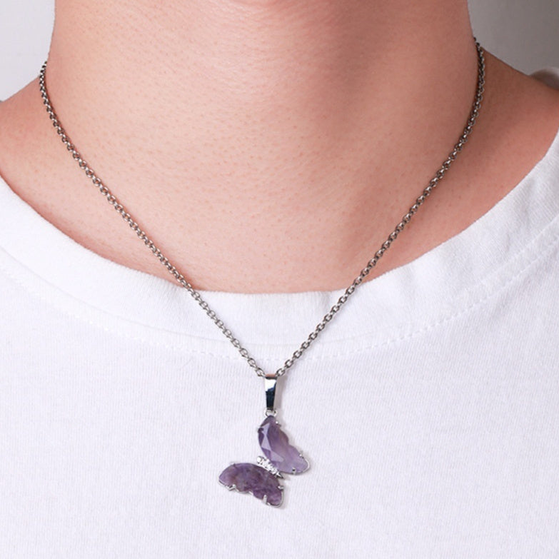 Enchanted Wings – Natural Stone Butterfly Pendant Necklace