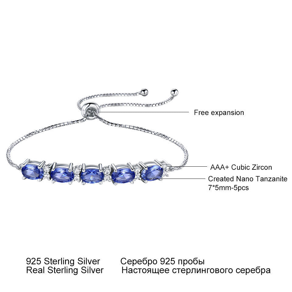 Gemstone Blue Topaz Adjustable Chain Bracelet