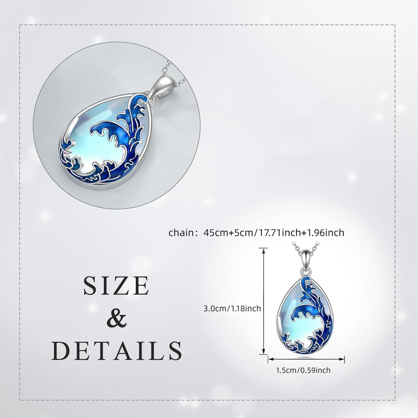 Ocean Serenade – Blue Wave Teardrop Necklace