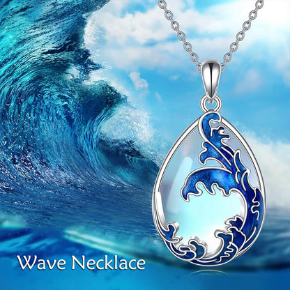 Ocean Serenade – Blue Wave Teardrop Necklace