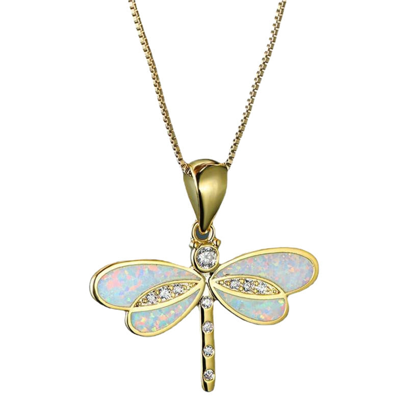 Azure Flight – Opal Dragonfly Pendant Necklace