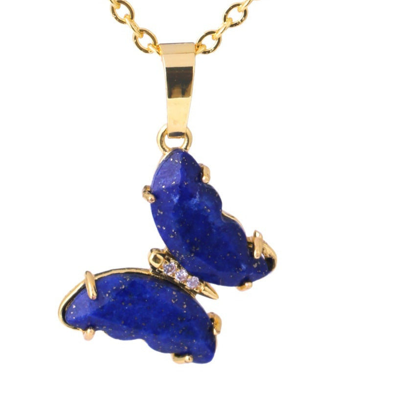 Enchanted Wings – Natural Stone Butterfly Pendant Necklace