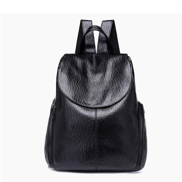 big black faux leather backpack Women's Vegan Leather Backpack Anti-theft large capacity bag – Eccentric You