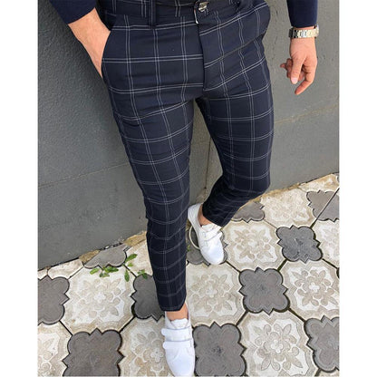 Plaid Print Slim Trousers - Eccentric You