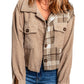 Corduroy Plaid Dropped Shoulder Jacket For Women - Eccentric You