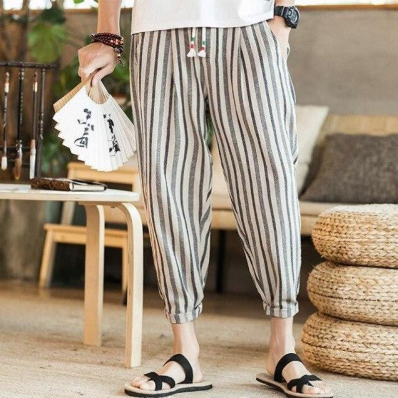 Baggy Linen Stiped Trousers - Eccentric You
