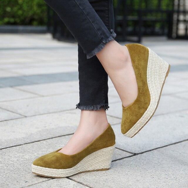 Shallow Wedge Suede Heels - Eccentric You