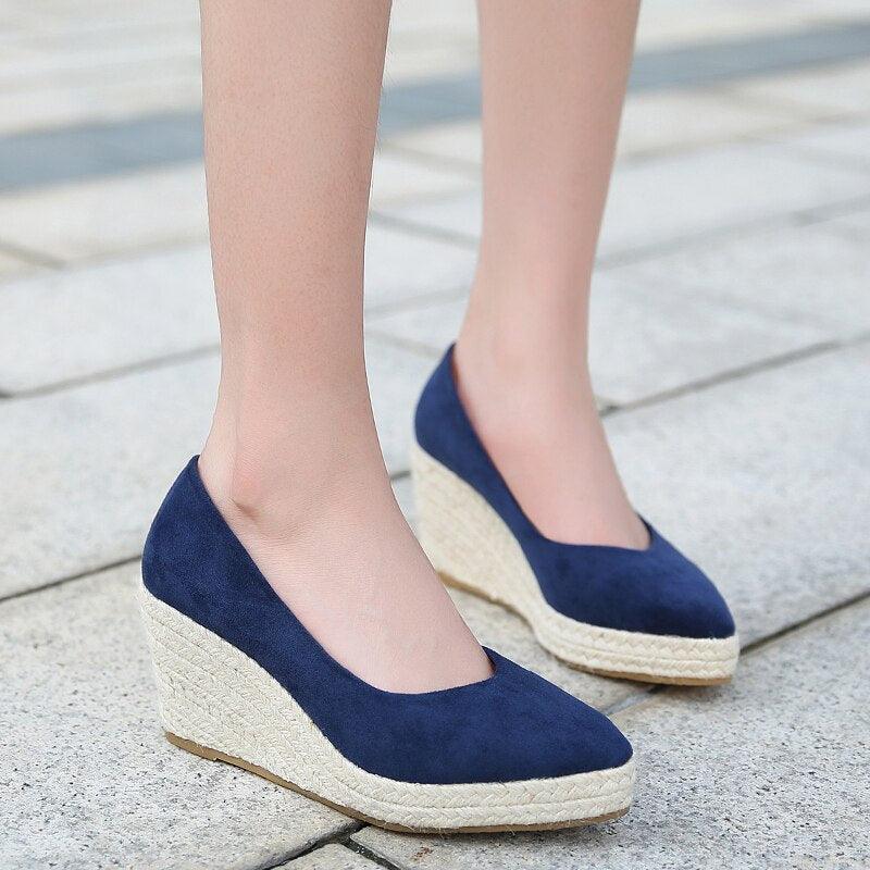 Shallow Wedge Suede Heels - Eccentric You