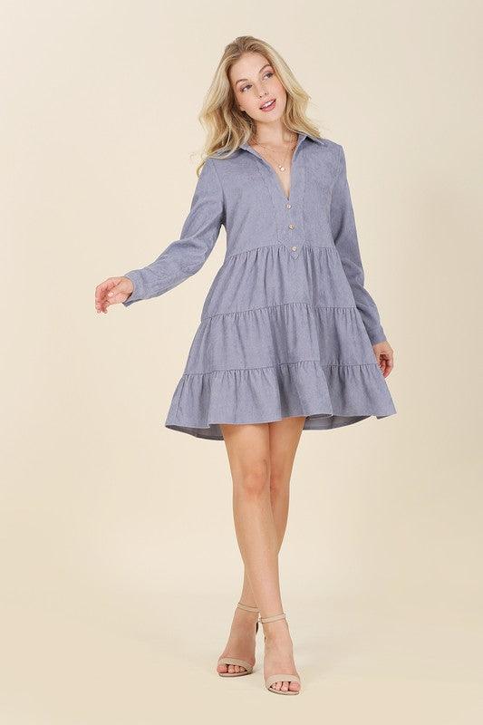 Corduroy Tiered Dress - Eccentric You