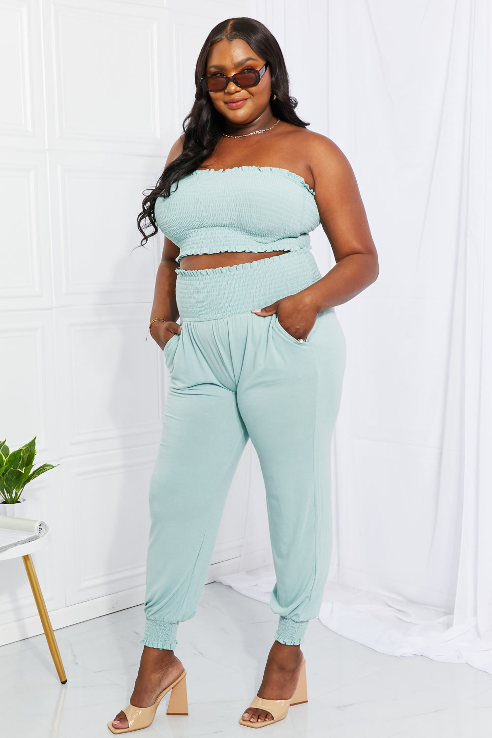 Smocked Tube Top & Joggers Set