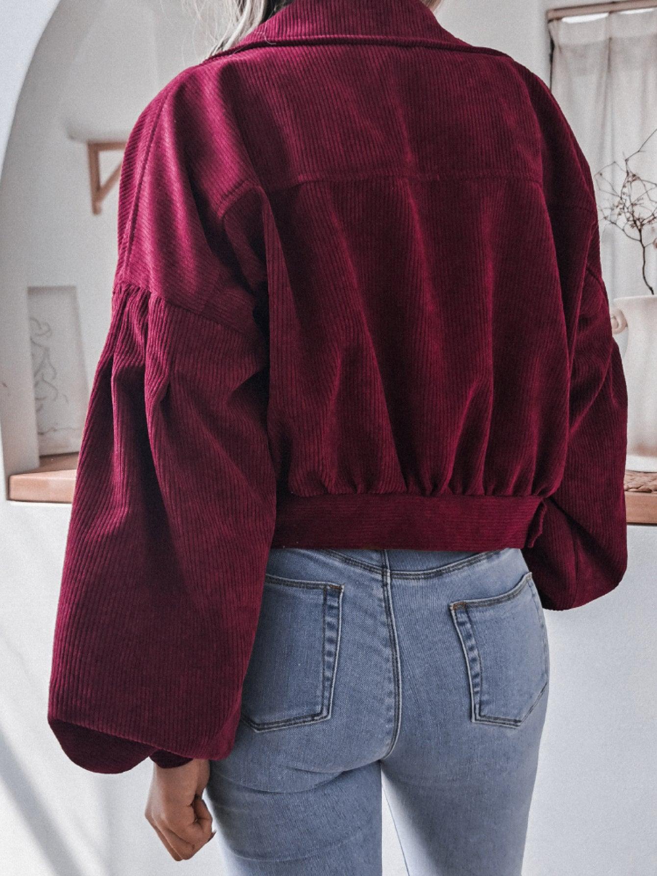 Lantern Sleeve Cropped Corduroy Jacket For Women – Eccentric You