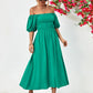 Balloon Sleeve Off-Shoulder Midi Dress