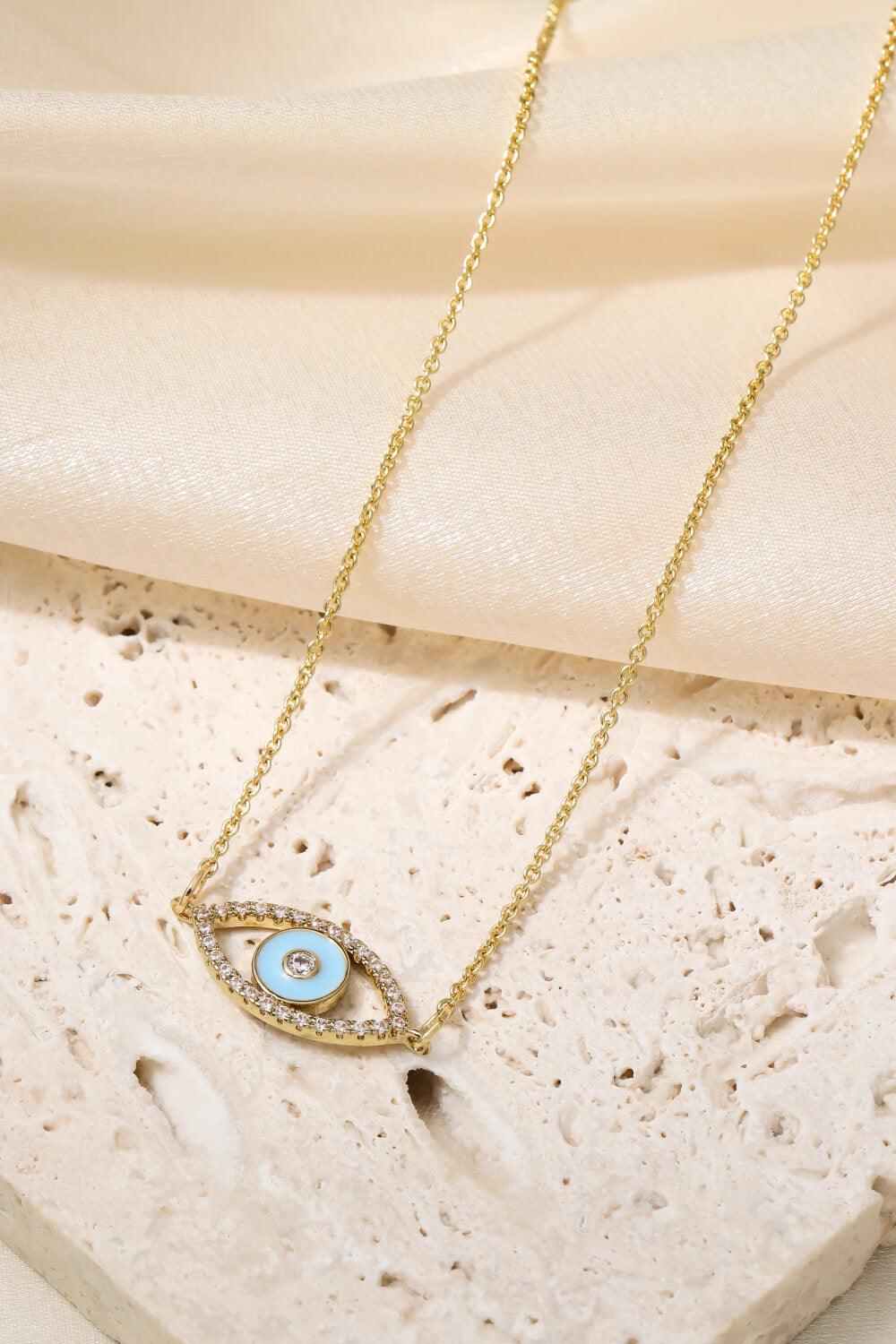 Evil Eye Pendant Gold Plated Chain Necklace - Eccentric You