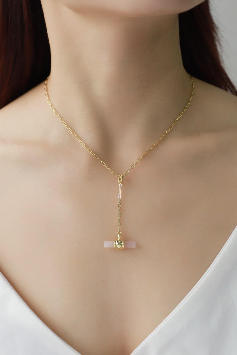 Gold-Plated Bar Pendant OT Chain Necklace - Eccentric You