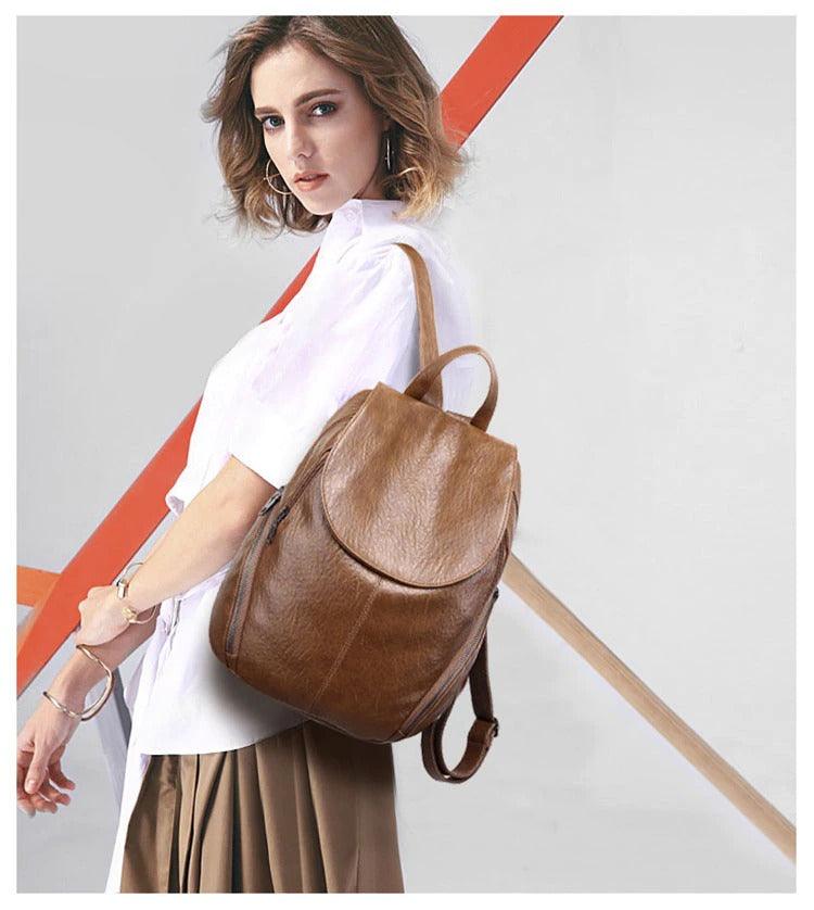 dailylook vegan leather backpack Women's Vegan Leather Backpack Anti-theft large capacity bag – Eccentric You